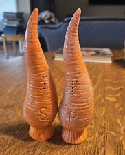 Unusual 7 inch handmade and painted carrot salt and pepper shakers   signed picture