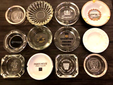 12 Vintage Glass Advertising Hotel Restaurant Assorted Ashtrays- Lot of 12 picture