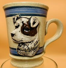Vintage 89 Hand Made Studio Art Pottery Dog Terrier Eyepatch 3D Signed Baci picture