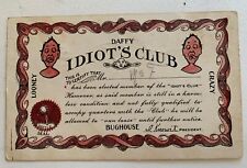 Vintage Postcard Daffy Idiot’s Club Certificate 1907 picture