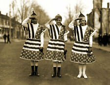 1918 Girls Patriotic Flag Outfits Armistice Parade OH Old Photo 8.5