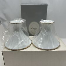 CHRISTIAN DIOR Candle Holders White w/24K Gold Trim #CD5002-G ~ Japan VTG NOS picture