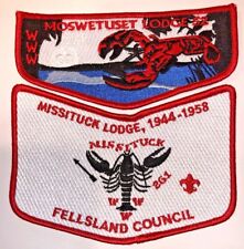 Lodge # 52 Moswetuset honors Missituck Lodge 1944-1958 Fellsland Council 2 p Set picture