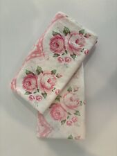 Vintage Standard Pair Of Pink/white Roses And Bows Floral Pillowcases picture