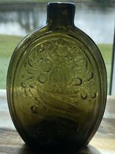 GIII-8 Cornucopia Flask Half Pint Open Pontil Deep Olive Green picture