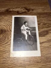 Antique RPPC Postcard Boy in White suit  On Tricycle Circa 1918  picture