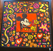 VNTG EURO DISNEY MICKEY MOUSE X-LG. SILK SCARF ~ Made in Italy picture