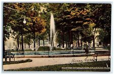 c1910's Fountain Bronson Park Kalamazoo Michigan MI Unposted Vintage Postcard picture