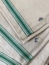 NEW 3) Vintage 1930s LINEN BLEND Kitchen Towels Pastry Cloth GREEN Stripe Soviet picture