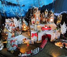 Christmas LIGHTED TRAIN TUNNEL Village Display platform Dept 56 Lemax snowy picture
