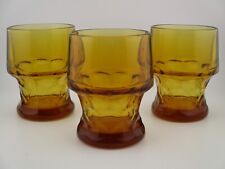 Vintage Set of 3 Georgian Honeycomb Amber Tumbler Drinking Glasses picture