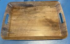 Large 19-Inch Handled Serving Tray - Faux Wood Matte Texture New picture