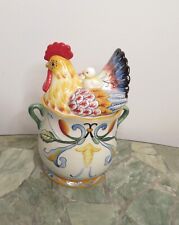 Fitz and Floyd Ricamo Hen & chicks Canister Vintage small size 8