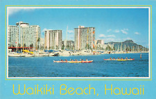 Honolulu HI Hawaii, Waikiki Beach, Ala Wai Yacht Basin, Boats, Vintage Postcard picture
