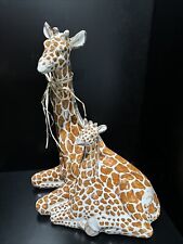 Vintage Italian Glazed Terracotta Mother & Child Giraffes 13