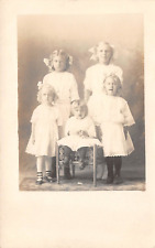 RPPC Studio Photo Five Children in White Dresses c1910 Postcard 7987 picture