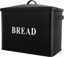 P&P CHEF Extra Large Black Bread Box with Lid, Metal Bread Storage Container for picture