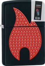 Zippo 29106 flame emblem-sparkling black matte full size Lighter + FLINT PACK picture