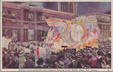 Postcard Mardi Gras Parade Paining St Charles Hotel New Orleans LA  picture