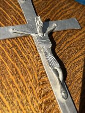 Lg Vintage BRUTALIST Modernist Aluminum Crucifix Cross picture