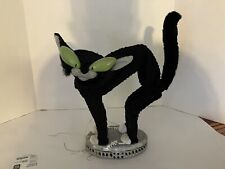 Vintage Gemmy Animated Fraidy Cat Halloween Black Alley Cat Sings Light-Up Moves picture