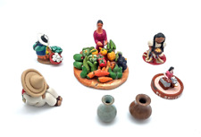 VTG Handmade South American Miniatures El Salvador Peru Market Woman Clay Dough picture