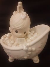 Vintage 1985 Precious Moments Girl In Bathtub Figurine 