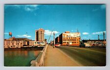 Saginaw MI-Michigan, Genesee Street Bridge, Saginaw River, Vintage Postcard picture