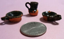 Vintage 1:24 Miniature Coffee Cups & Pitcher Terra Cotta Clay Handmade Mexico picture