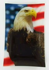 Patriotic American Bald Eagle US Flag Rectangular Art Glass Serving Tray picture