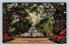 Savannah GA-Georgia, Fountain in Forsyth Park, Antique Vintage Souvenir Postcard picture