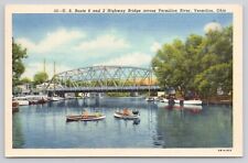 Vermilion Ohio OH Highway Bridge Across Vermilion River Rowboats 1949 Postcard picture