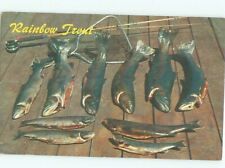 Pre-1980 Fishing RAINBOW TROUT FISH WITH ANTIQUE FISHING ROD POLE AC5966 picture