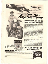 1942 Print Ad Harley-Davidson Motorcycle WWII Home Front Keep em 'Flying Planes picture