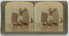 1904 Chinese Junk under sail off Coast of Manchuria China picture