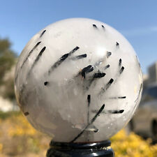 310g Natural Black Tourmaline Quartz Crystal Sphere Ball Healing C302 picture