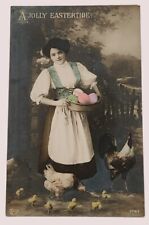 1914 Easter EAS real photo  woman Vintage Postcard Unstamped Printed in Germany  picture