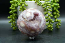 Pink Amethyst w/Flower Agate Druzy Sphere 3.5