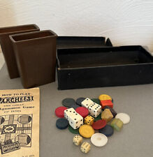 Mixed Lot of Vintage Parchessi Box, Instruction Booklet, Playing Pieces As Is picture