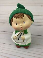 Vintage RB Christmas Caroler Boy Child Figurine Korea Plaster Cloth Hat picture