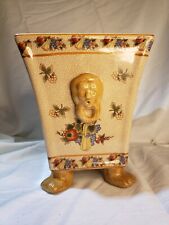 Vintage Crackle Porcelain Footed Planter 8 Inch Tall picture