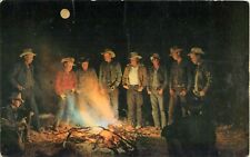 Under the Light of the Western Moon Postcard Cowboys Gather Around Campfire picture