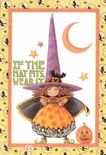 TINY WITCH IF HAT FITS-Handcrafted Halloween Magnet-w/Mary Engelbreit art   picture