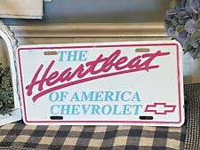 RARE RETRO PINK BLUE THE HEARTBEAT OF AMERICA CHEVROLET  LICENSE PLATE VINTAGE picture