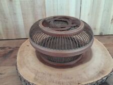 Mid Century Vintage Bamboo Ratan Lucky Cricket Cage Basket & Lid  picture