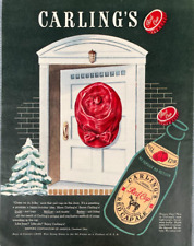 1947 Carling's Red Cap Ale Vintage Print Ad Decorated Christmas Door picture