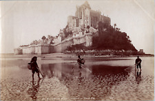 France, Mont Saint-Michel, fishermen northeast side, vintage print, ca.1880 print picture