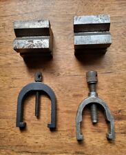 Vintage Set of (2) V- Blocks w/Clamps Unbranded Machinist Tools USA picture