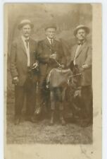 Vintage Photo RPPC Three Men Donkey Stylish Suits Smoking Top Hats Fun 1910s picture
