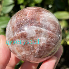 50mm+ Natural Gold sunstone Carved sphere quartz crystal Ball Healing Decor 1pc picture